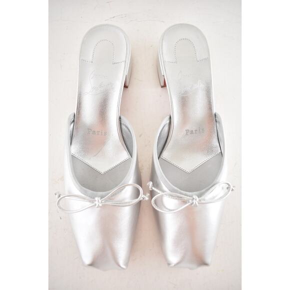 Christian Louboutin Mimiflirt 30 Silver Ballet Ballerina Slide Heel Mule 38.5 - Picture 11 of 16